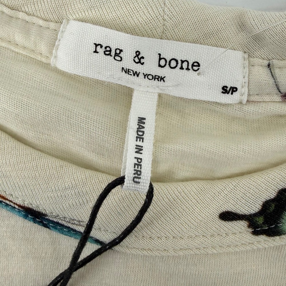 Rag & Bone Ozzy Allover Butterfly Tee Ivory Multi Color Classic Womens Small New - Picture 3 of 6